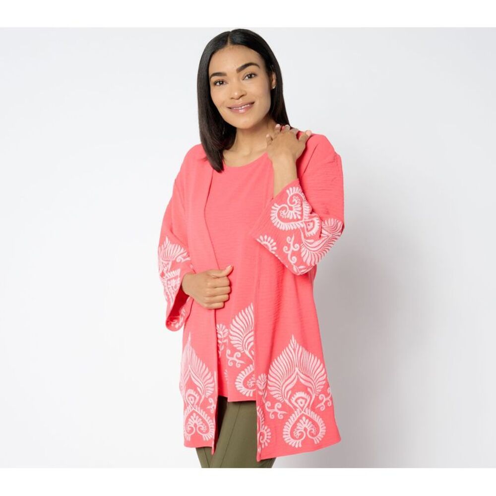 Women Control Women's Top Sweater Sz S Embroidered Long Sleeve Pink A652518